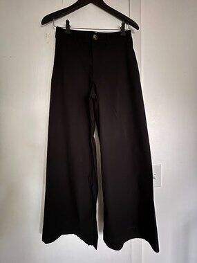 Maeve Black Wide Leg Pants | Anthropologie High Rise Tailored Trousers